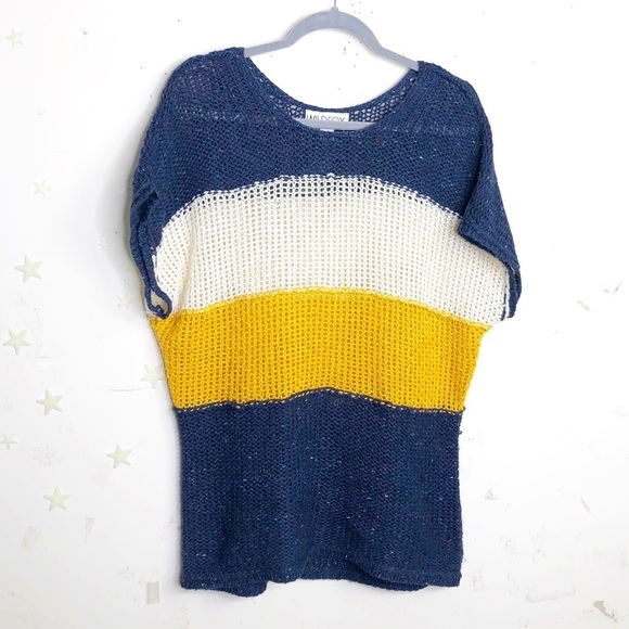 𝅺Wildfox estate striped blocked open knit sweater - Picture 2 of 12